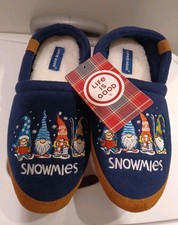 Life Is Good Men's Slippers Winter Snowmies Navy Sz-S Fits 7/8 Indoor/outdoor
