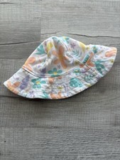 Reversible Cotton Sun Hat For Baby Girl - Peach W/dots And flowers 6-12 Month