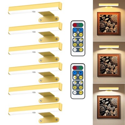 6Pack Wireless Picture Light with Remote,Battery Operated Wall Sconces for Wa...