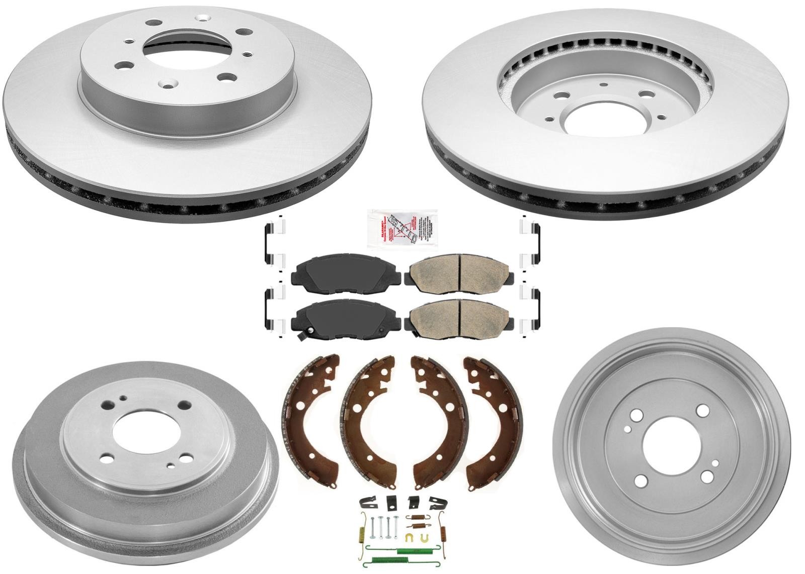 Performance Coated Brake Rotors Pads Drum Brake Shoes Fits Honda Civic 2001-2005