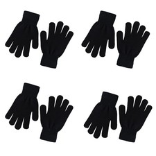 CELCOREERY 4 Pairs Warm Winter Magic Knit Gloves for Kids Boys Girls Black