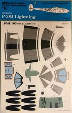 Paper Models International (PMI) card model kit of the Lockheed P-38J Lightning