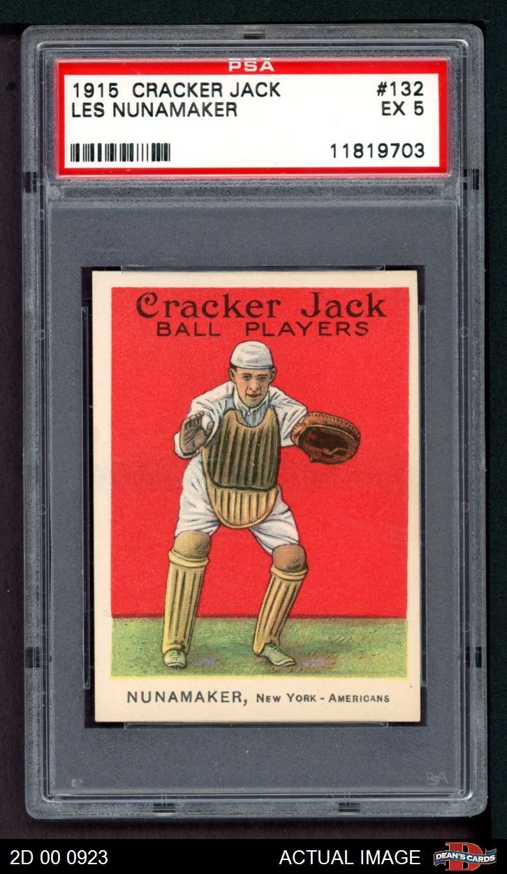 1915 Cracker Jack #132 Les Nunamaker Yankees PSA 5 - EX