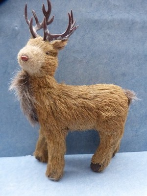 28045. Hirsch Rentier  Stroh stehend Deko  27 cm Weihnachten