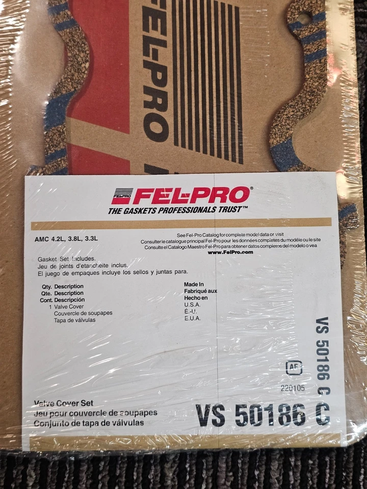 Junta de cubierta de válvula FEL-PRO VS 50186 C para Jeep J-2800 1965-1968 base 6 cilindros 3,8 L Foto 2 de 4
