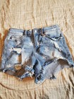 Judy Blue Star Print Distressed Light Blue Cut-Off Short Frayed Hem Size S 00/2 — photo 3