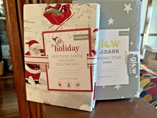 Pottery Barn  Christmas Pillowcase + Star Sham Glow Dark holiday disney SET 2 -
