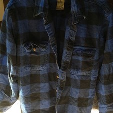 Field Stream Blue Black Plaid Flannel Cotton Button-Up Shirt XL Long Sleeve