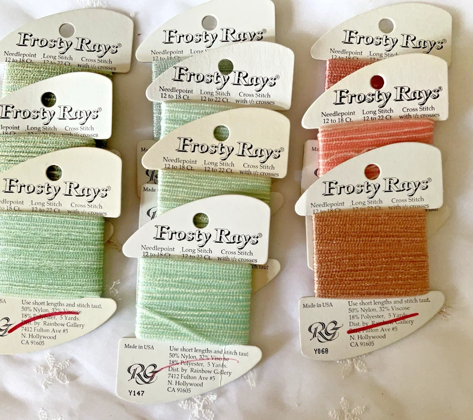 Rainbow Gallery Frosty Rays Thread Lot of 10 Spring Colors Peach and Greens New - Image 2 of 4