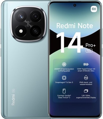 Xiaomi Redmi Note 14 Pro+ Plus 5G Handy 256GB/8GB 6,67'' Lila/Blau Neu&OVP  