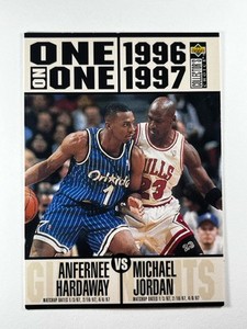 MICHAEL JORDAN vs ANFERNEE HARDAWAY, ONE ON ONE, 1996-97 COLLECTOR'S CHOICE #356