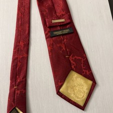 DONALD J. TRUMP Men's Silk Tie LUXURY Red Burgundy Paisley W:3.7