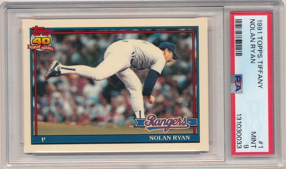 NOLAN RYAN 1991 TOPPS TIFFANY #1 TEXAS RANGERS RARE SP PSA 9 MINT
