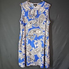Alyx Womens Sleeveless Shift Dress Size XL Knee Length Paisley Pockets Stretch 