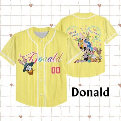 Custom Donald Duck Mickey And Friends Happy Easter 2026 Baseball Jersey Shirt