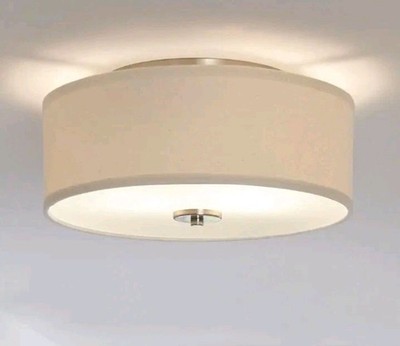 Progress Lighting Inspire 13 in. 2-Light Black  Flush Mount Fabric Shade OpenBox