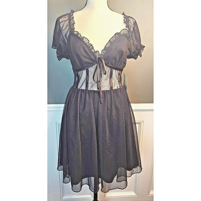 Everleigh Black Corset Babydoll Dress Fairycore Coquette Gothic NWT Medium