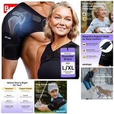 Lightweight Shoulder Brace for Joint Stability and Pain Relief - Black, L/XL