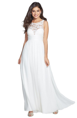 chinese dress ladies Aidan Mattox Women's Lace & Chiffon Bridesmaid Gown - Petal