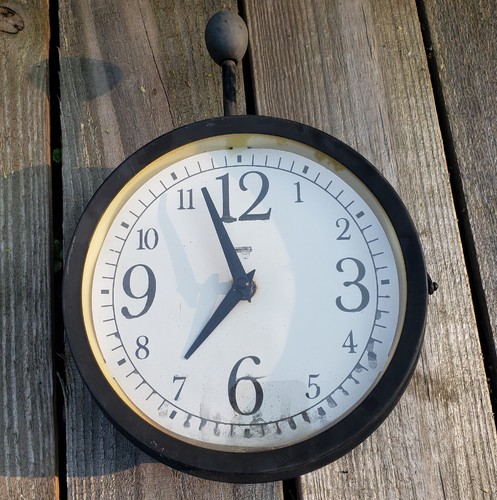Antique Weathered Doublesided Station Clock Thermometer - Rustic Stage Prop