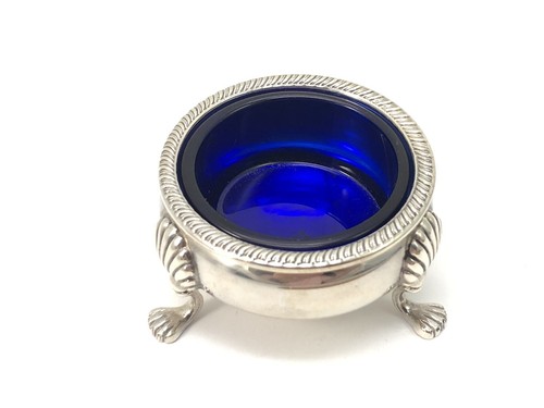Vintage Fisher Sterling Silver Salt Cellar with Cobalt Glass Insert #480 - Picture 2 of 10