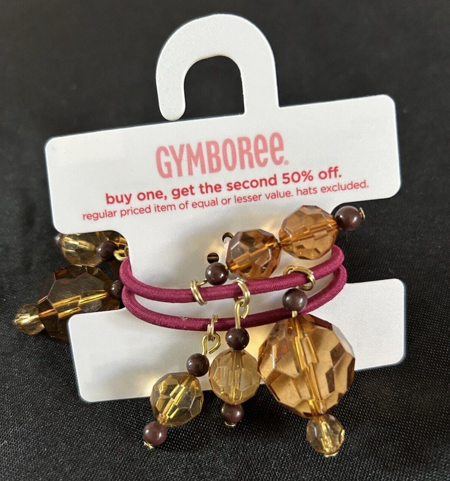 NEW 2007 Kid Girl SAVANNA SUNSET Hair Pony Tail Holder Amber Bauble Head Band - Imagem 2 de 4