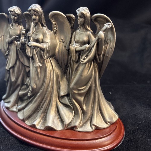 Vintage Miniatur kleine Zinn Engel Trio Harfe Horn Gitarre Statue schön! Kostenloser Versand - Bild 4 von 10