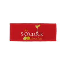 It's 5 O'Clock Somewhere Red Design Microfibre Bar Towel Pub Beer Mat Cocktail