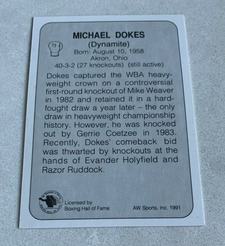 BOXING MICHAEL DOKES All World Sports Trading Card #73 - Picture 2 of 3