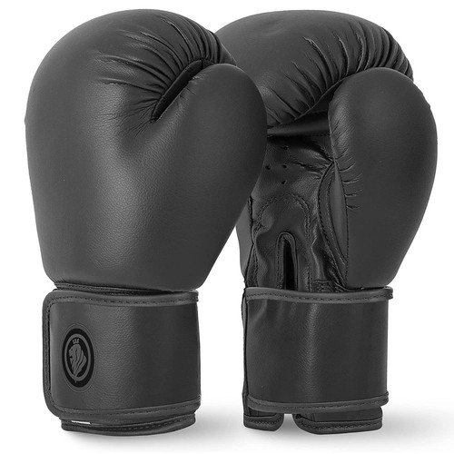 Lions Boxing Gloves MMA Training Mitts Sparring Pair of Black 14oz