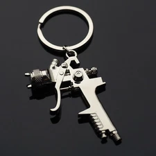 Paint Gun Keychain - Silver Metal Key Chain Ring Spray Pendant Painter Gift