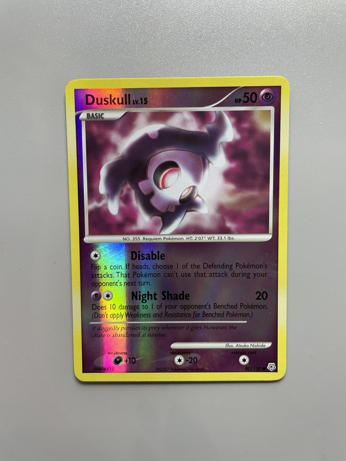 Duskull 2007 Reverse Holo / Shiny Pokemon Card 80/130 Diamond & Pearl