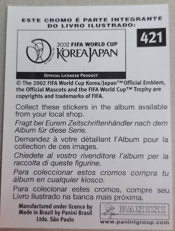 Brazil 2002 Panini FIFA World Cup Korea Japan #421 England Team | eBay
