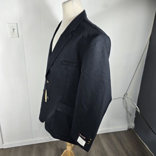 louis martin Mens Sz 50R Navy Blue Gold Buttons 100% Poly Sport Coat WR2 - Picture 10 of 24