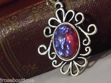 Valentine's Day Gift Mexican Fire Opal Silver necklace Love Wife Mom Girlfriend