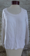 Ann Taylor Loft Sweater Size L Large Women's Knit White High Low White