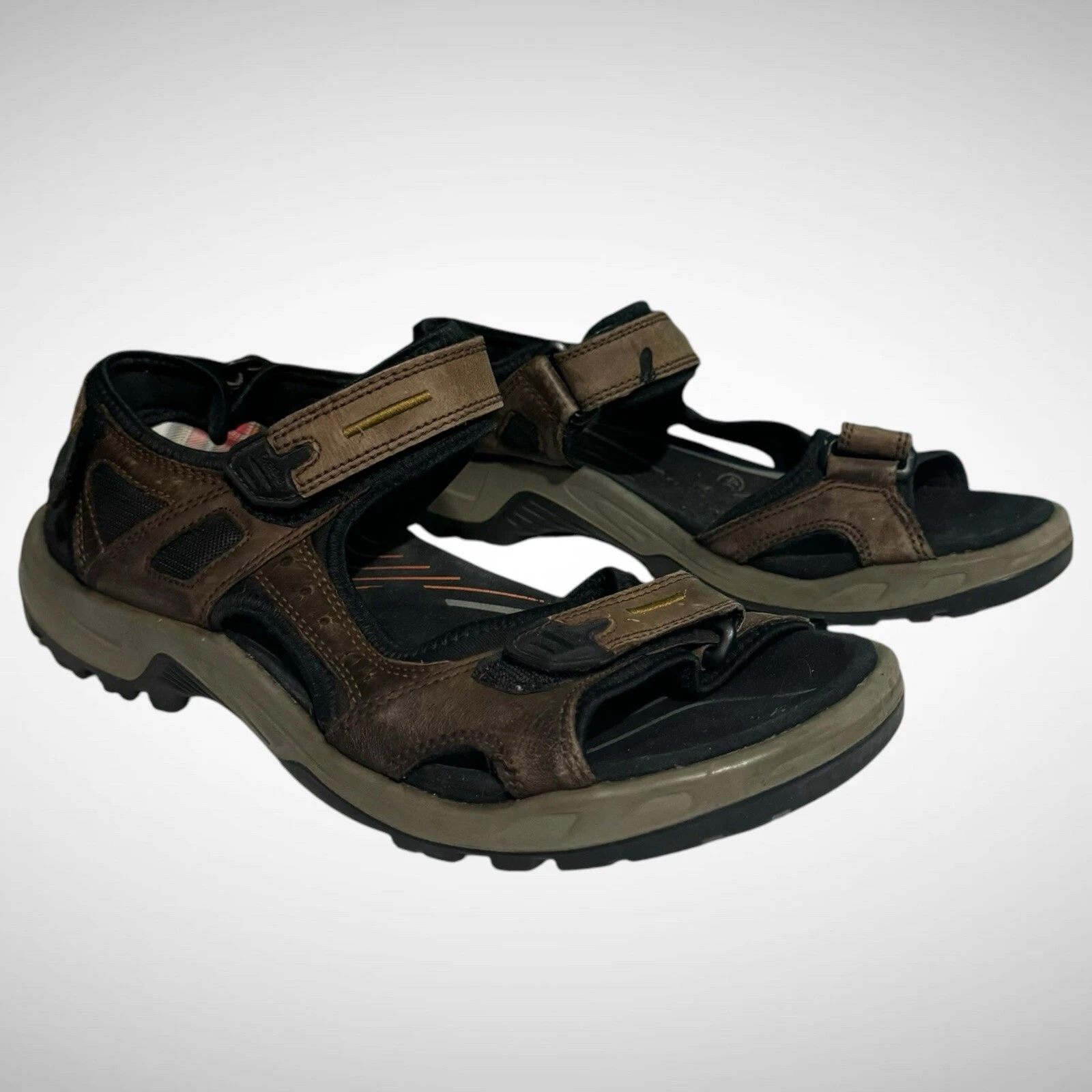 Ecco Sandali Uomo 46 Taglia 13 Marrone Cinturino Pelle Regolabile Usati Comodi