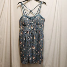 Xhilaration Blue floral Dress Built-in Bra Criss Cross straps Juniors XXL