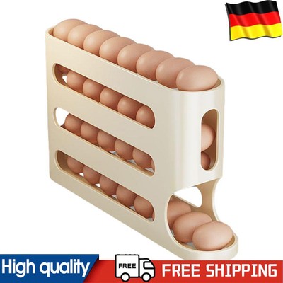 4 Layers Automatic Scrolling Egg Rack Large Capacity for Refrigerator Storage