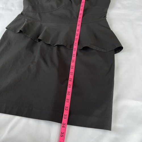 Drew Trudy Black Cocktail Dress Size 10 Sleeveless Peplum Ruffle Sheath Y2K 90s - Picture 8 of 13