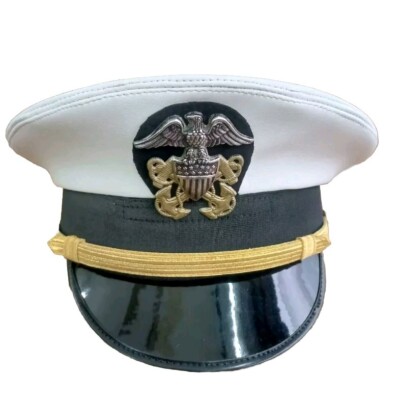 WW2 US Navy Officer Hat Lieutenant Commander Naval Warrant Visor