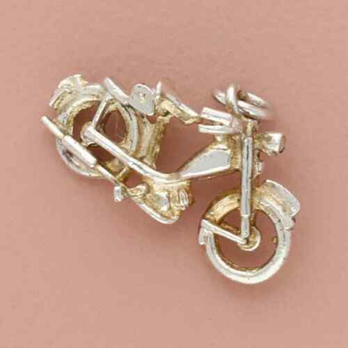 sterling silver vintage 3d motorcycle charm - image 1
