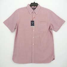 Cremieux Men's Short-Sleeve Shirt L Red Solid 100 Supima Cotton NWT 75