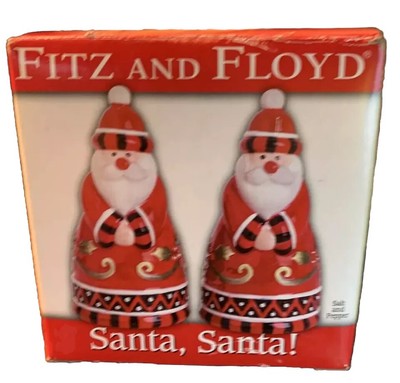 Fitz & Floyd Christmas Santa, Santa! Salt & Pepper Shakers Vintage Seasonal Cute