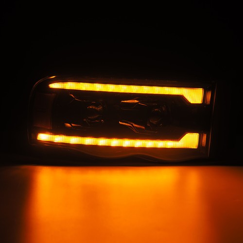 FIT 02-05 Dodge Ram 1500/2500/3500 LED Drl Dual Projector Headlights Alpha Black - Bild 5 von 8