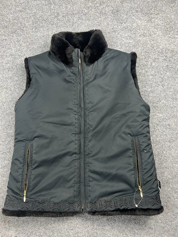 Obermeyer Signature Reversible Vest Women's M Black Fur Lined Pockets Thermolite - Image 4 of 4