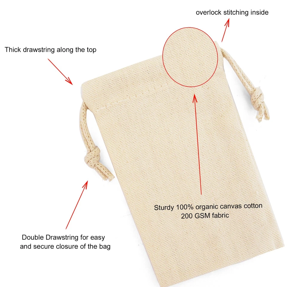 Biglotbags - Premium Canvas Cotton Double Drawstring Reusable Muslin Bags - Image 3 of 4