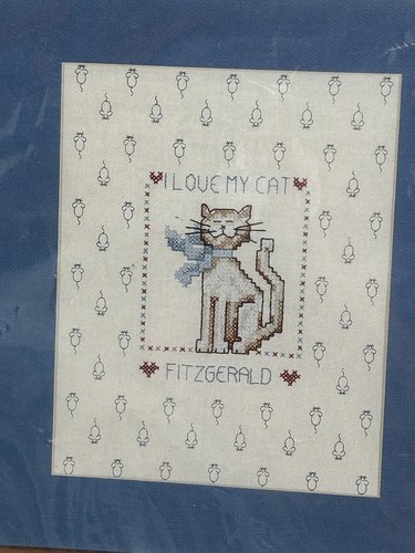 Needles 'N Hoops Printed Cross Stitch Kit #729 Love my Cat 8"x10" - Picture 3 of 4