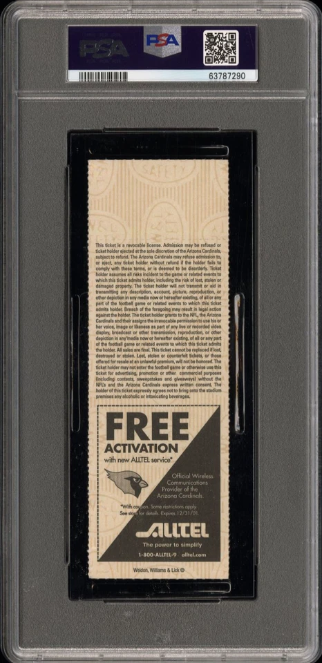 Ladainian Tomlinson NFL Debut Ticket Stub PSA 4 Cardinals Chargers 8/31/2001 - Image 2 of 2