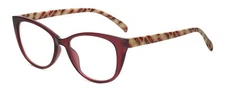 Calabria L 15559 Cat Eye Eyeglasses Frame Crystal Red Brown Tan Womens Clear Dem